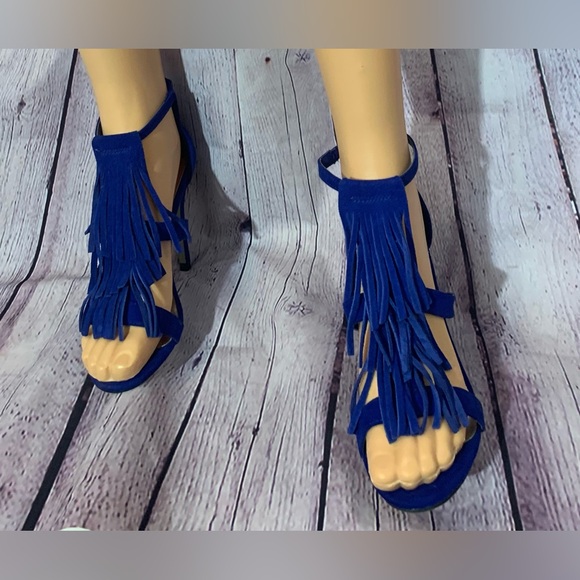 Royal blue fringe stiletto heels. Size: 7, Brand: Madden Girl, Heels: 4” - Picture 2 of 9